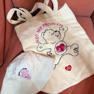 Care Bears tote + free bucket hat, brand new, no tags